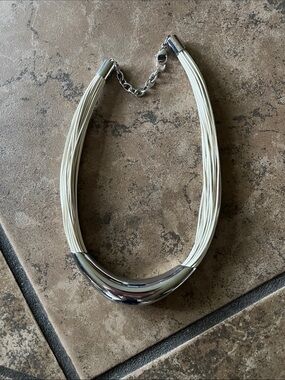 White and Silver Multi-Strand Necklace